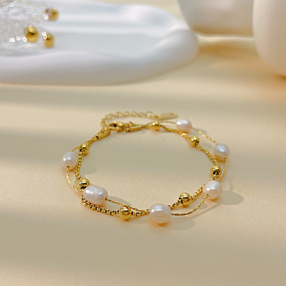 Versatile Natural Freshwater Pearl Duo Bracelet