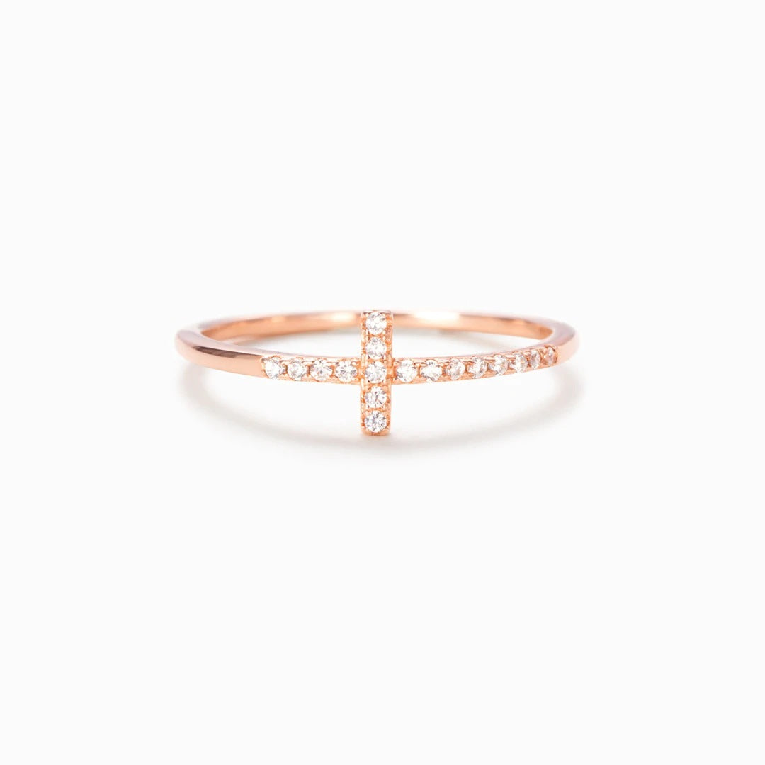 Fine Diamond Cross Ring