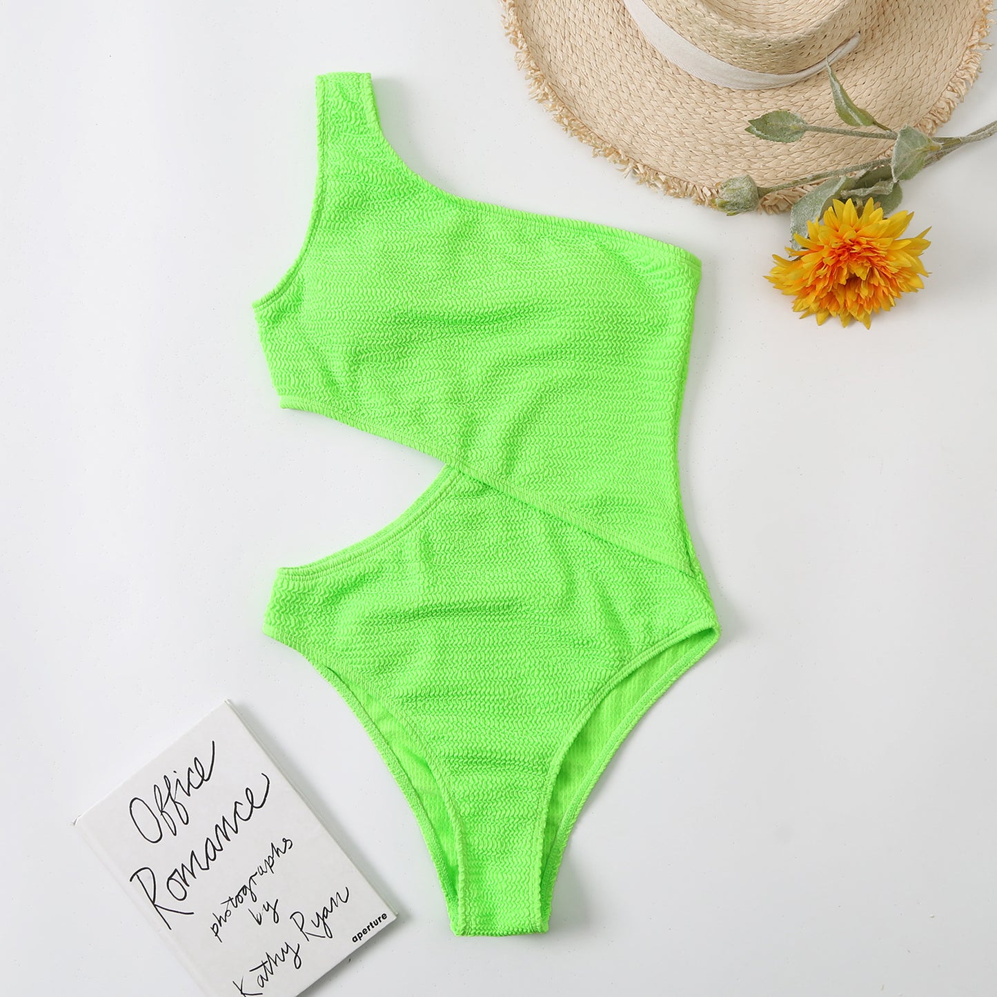 Shoulder side cut out swimsuit