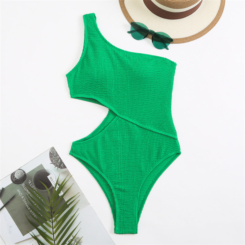 Shoulder side cut out swimsuit