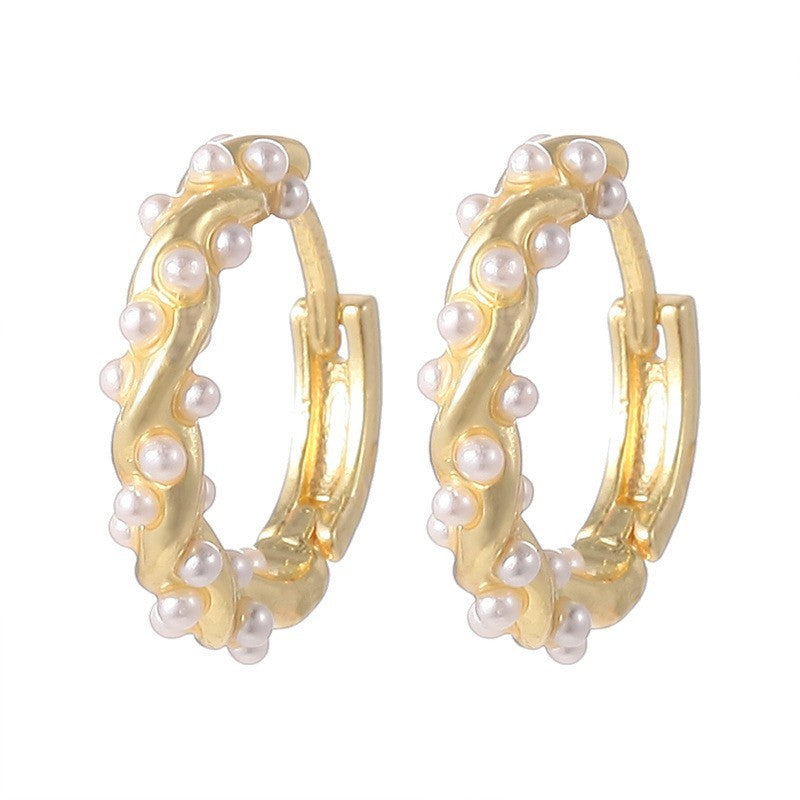 French Wrapped Pearl Ring Earrings