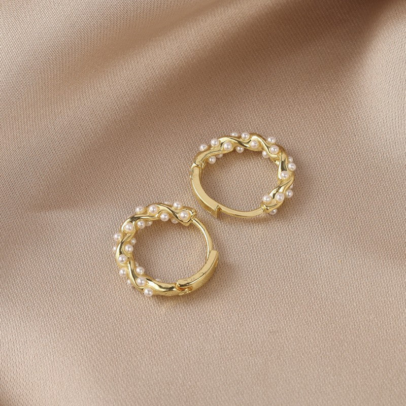 French Wrapped Pearl Ring Earrings