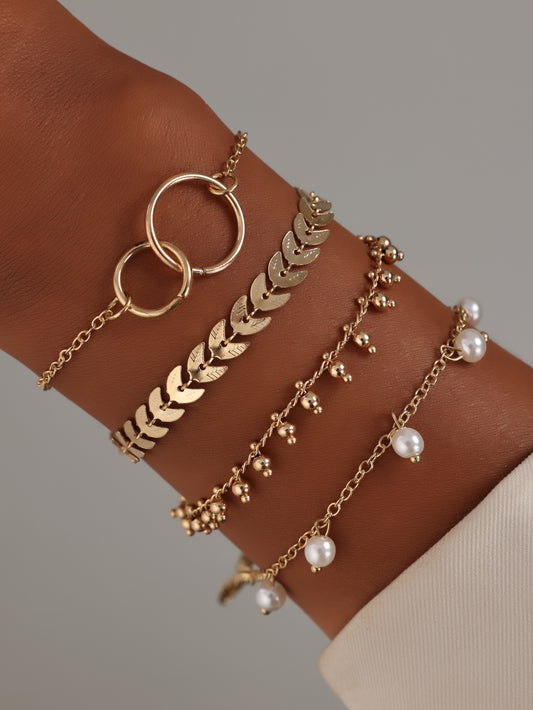 Chain Circle 4-piece Set Bracelet