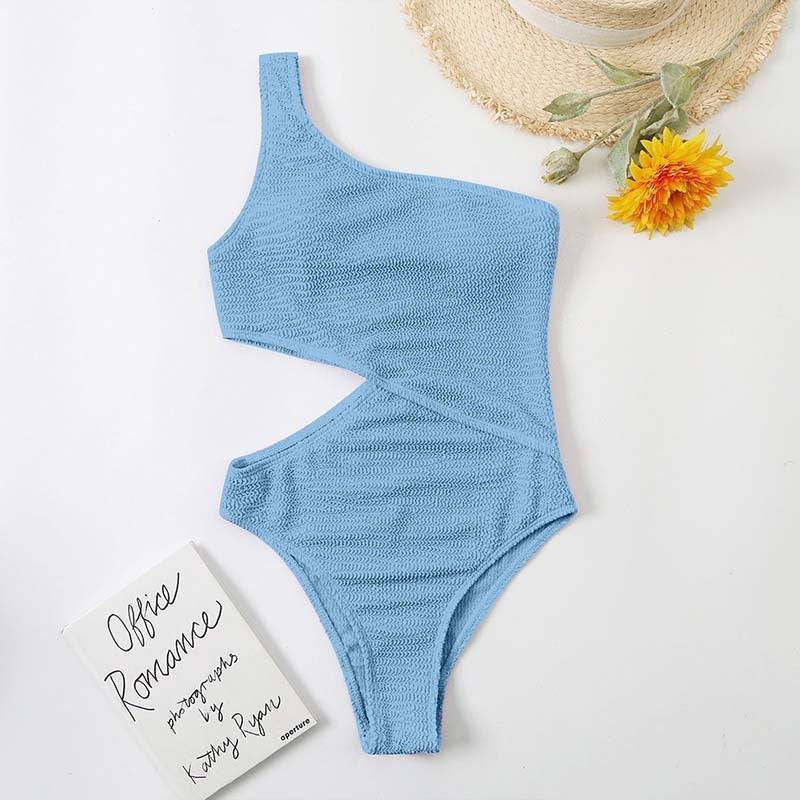 Shoulder side cut out swimsuit