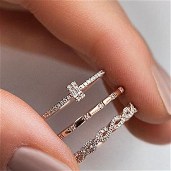 Trio Cross Ring Rhinestone Zircon