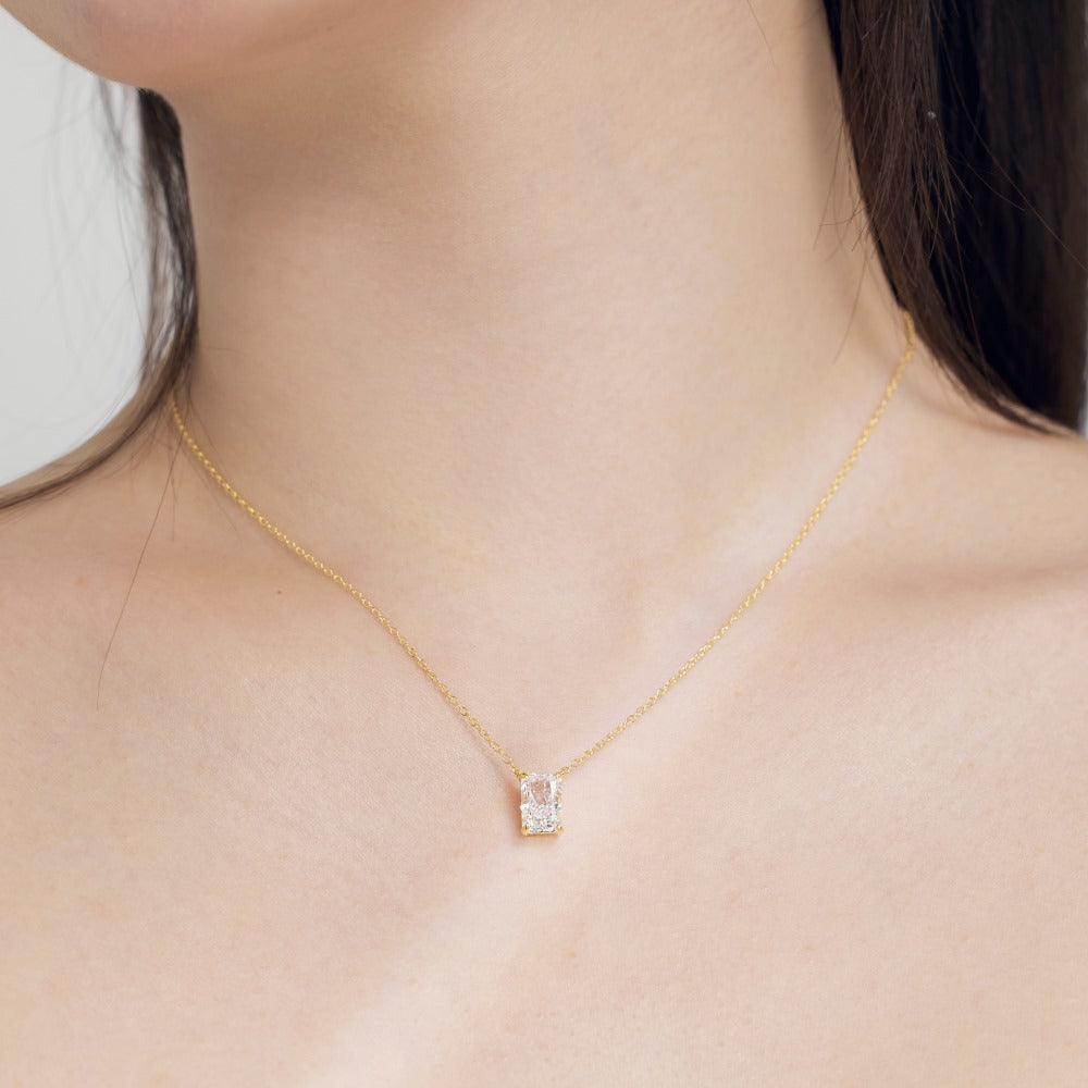 White Rectangular Diamond Necklace