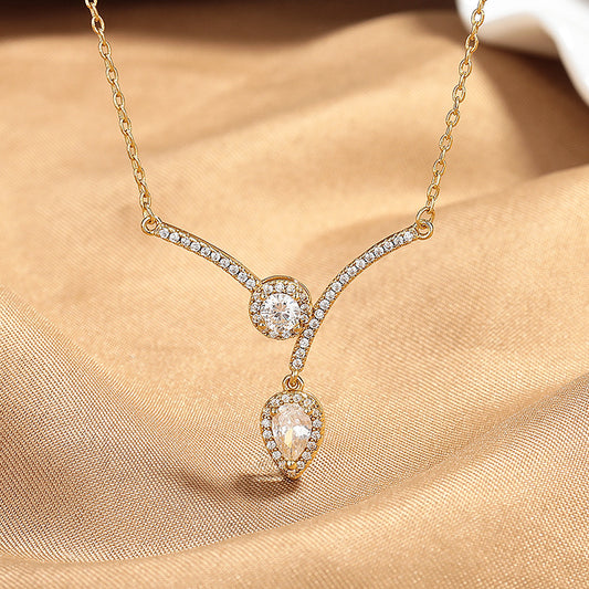 Water Drop V-shaped Necklace