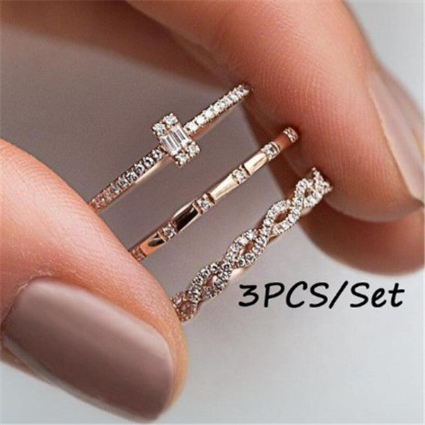 Trio Cross Ring Rhinestone Zircon