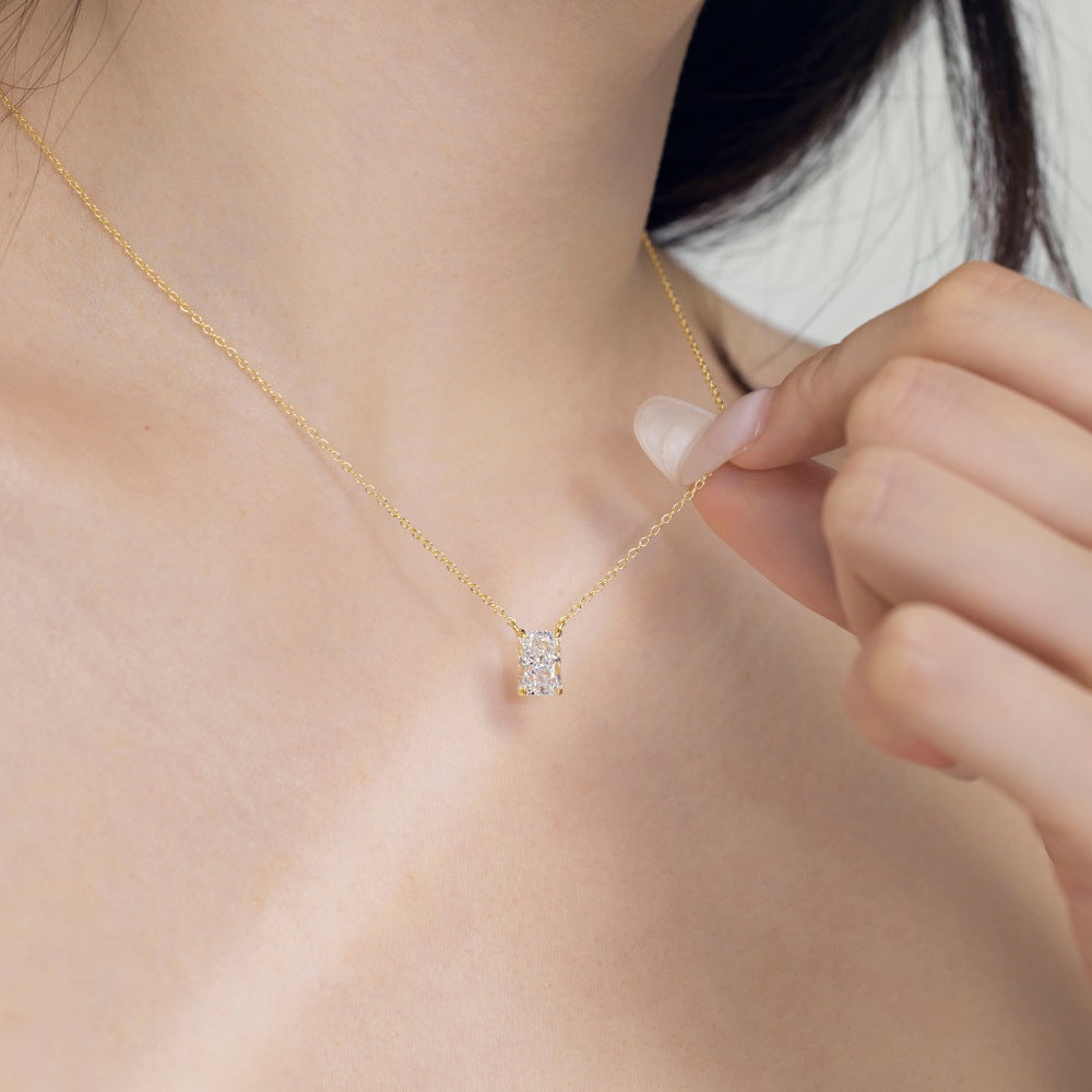 White Rectangular Diamond Necklace