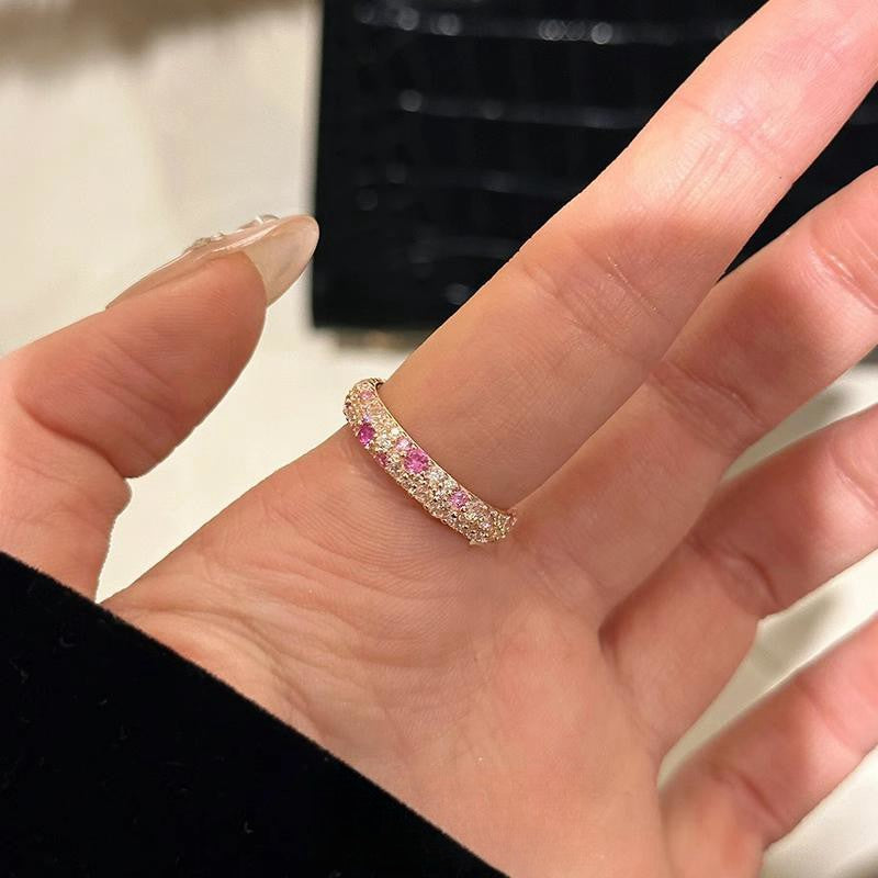 Pink crushed diamond ring