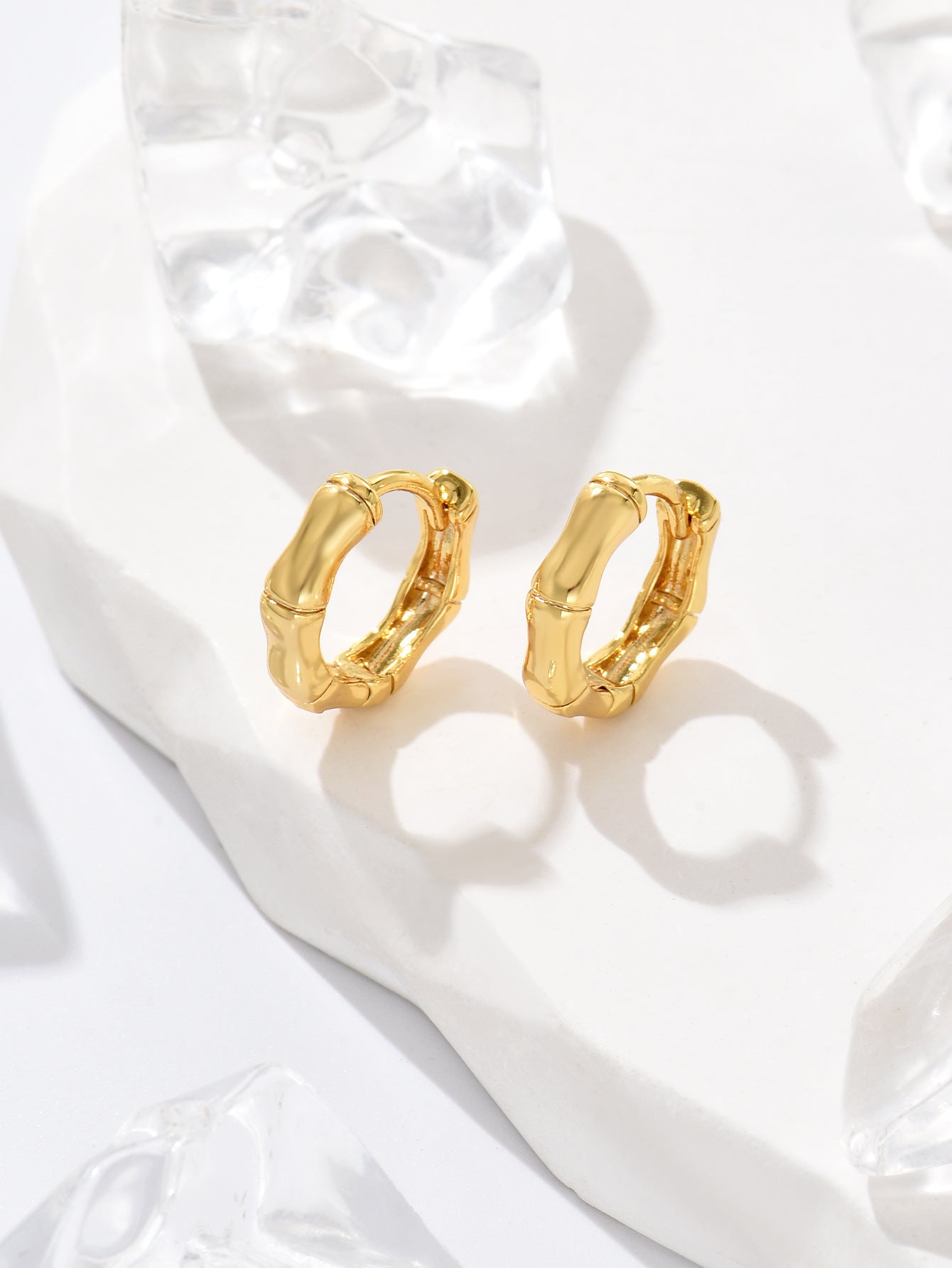 Gold Bamboo Geometric Earring