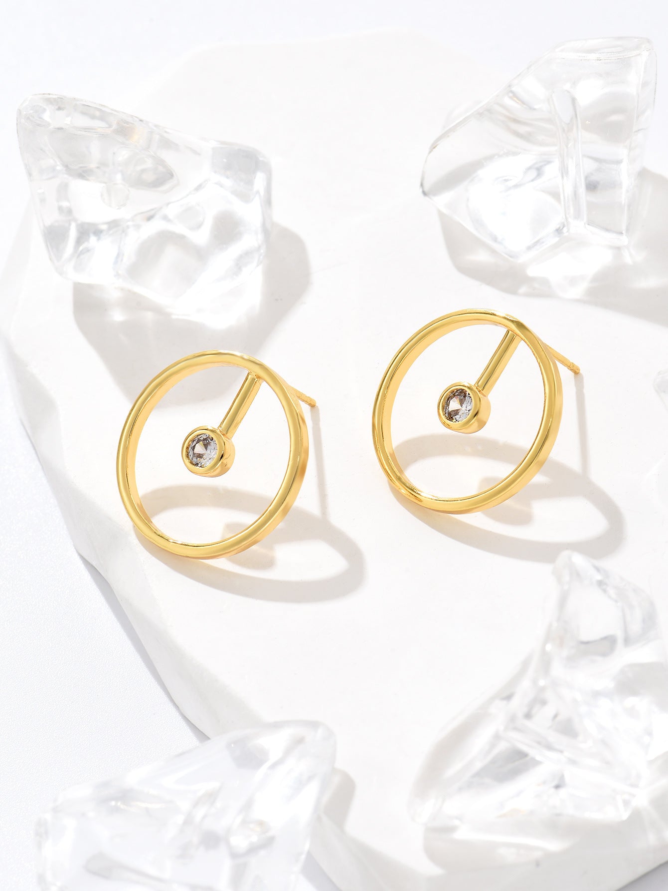 Gold Bamboo Geometric Earring