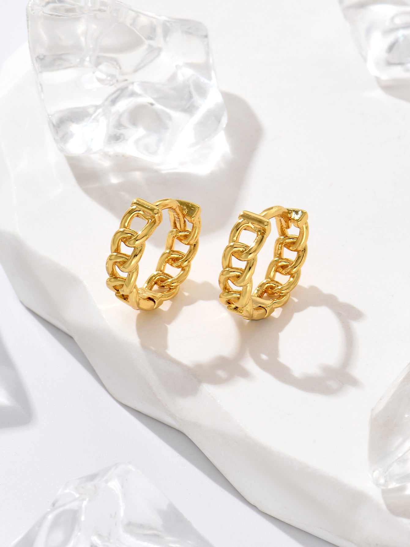 Gold Bamboo Geometric Earring