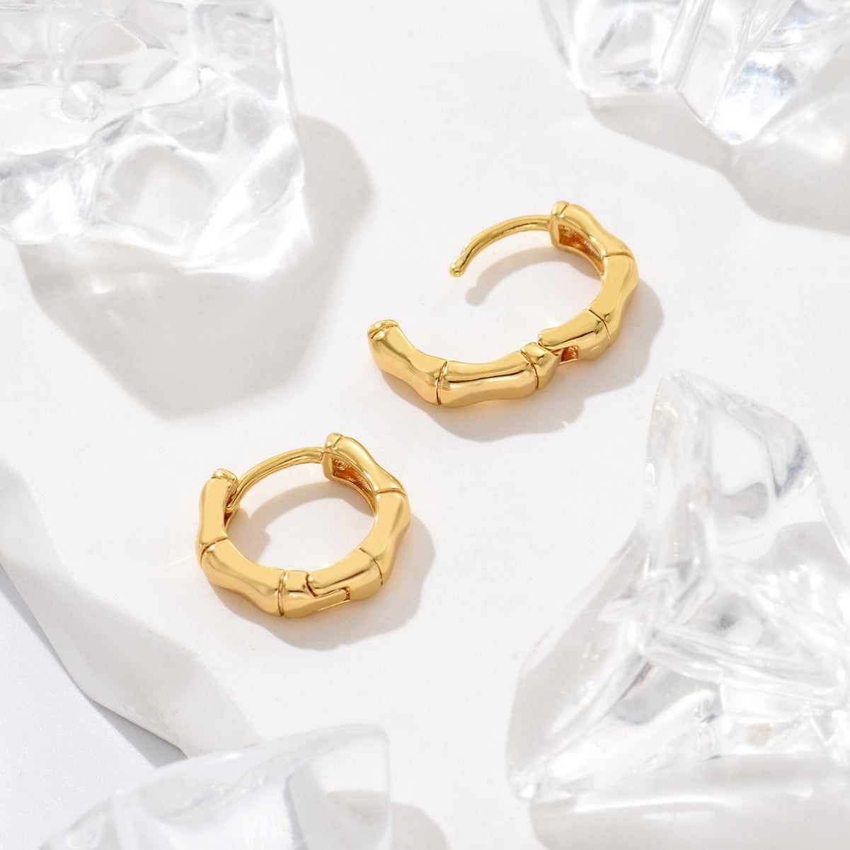 Gold Bamboo Geometric Earring