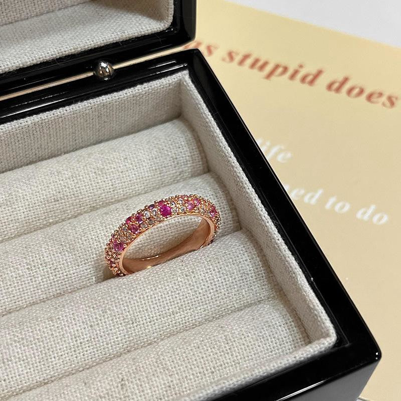 Pink crushed diamond ring