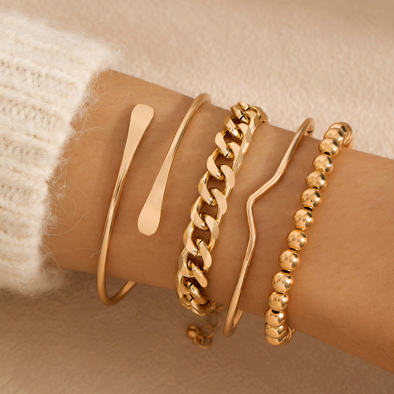 Thick Chain 4-piece Bracelet