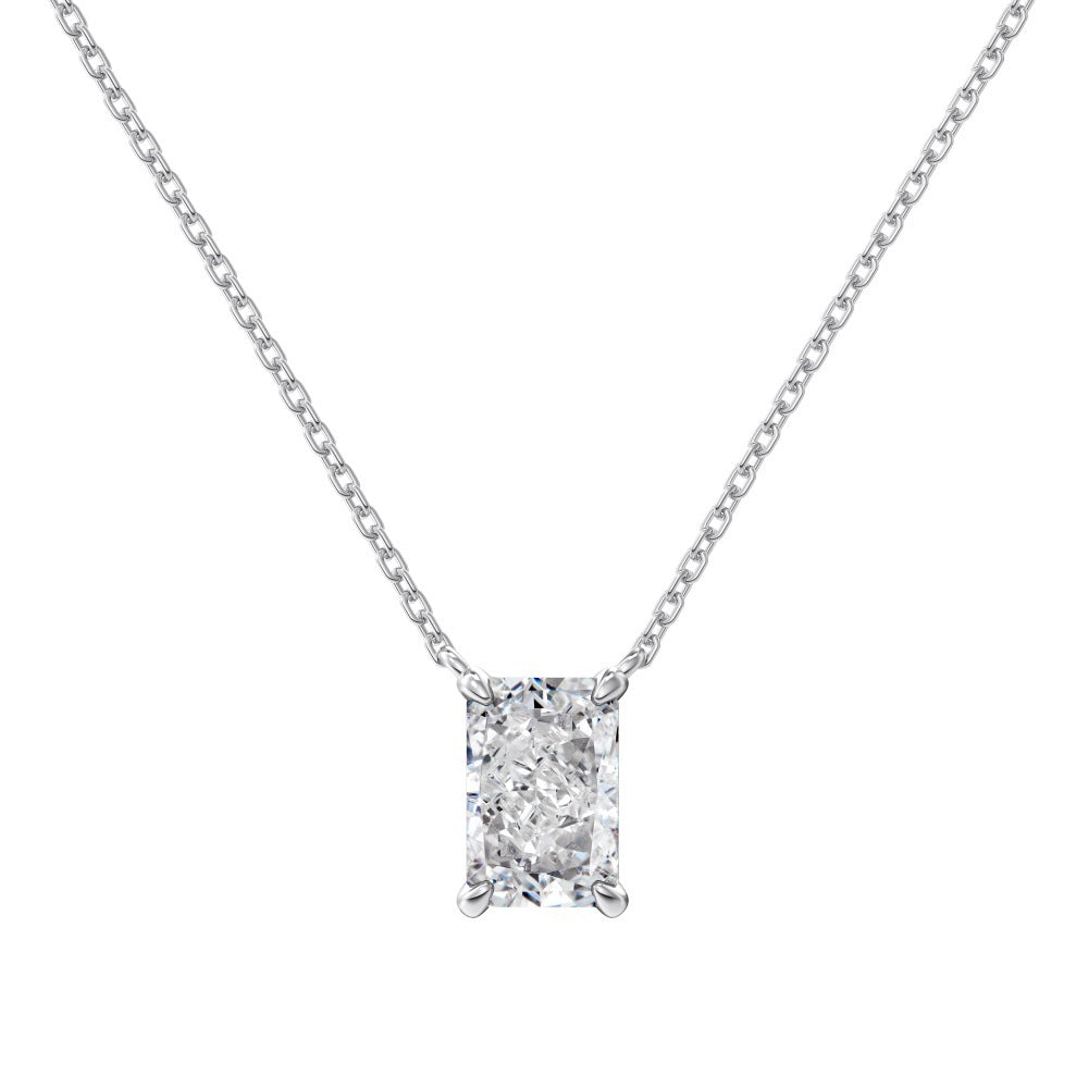 White Rectangular Diamond Necklace