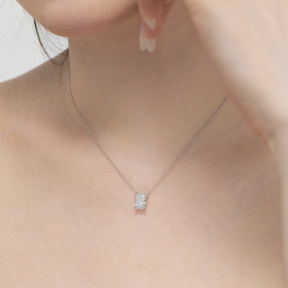 White Rectangular Diamond Necklace