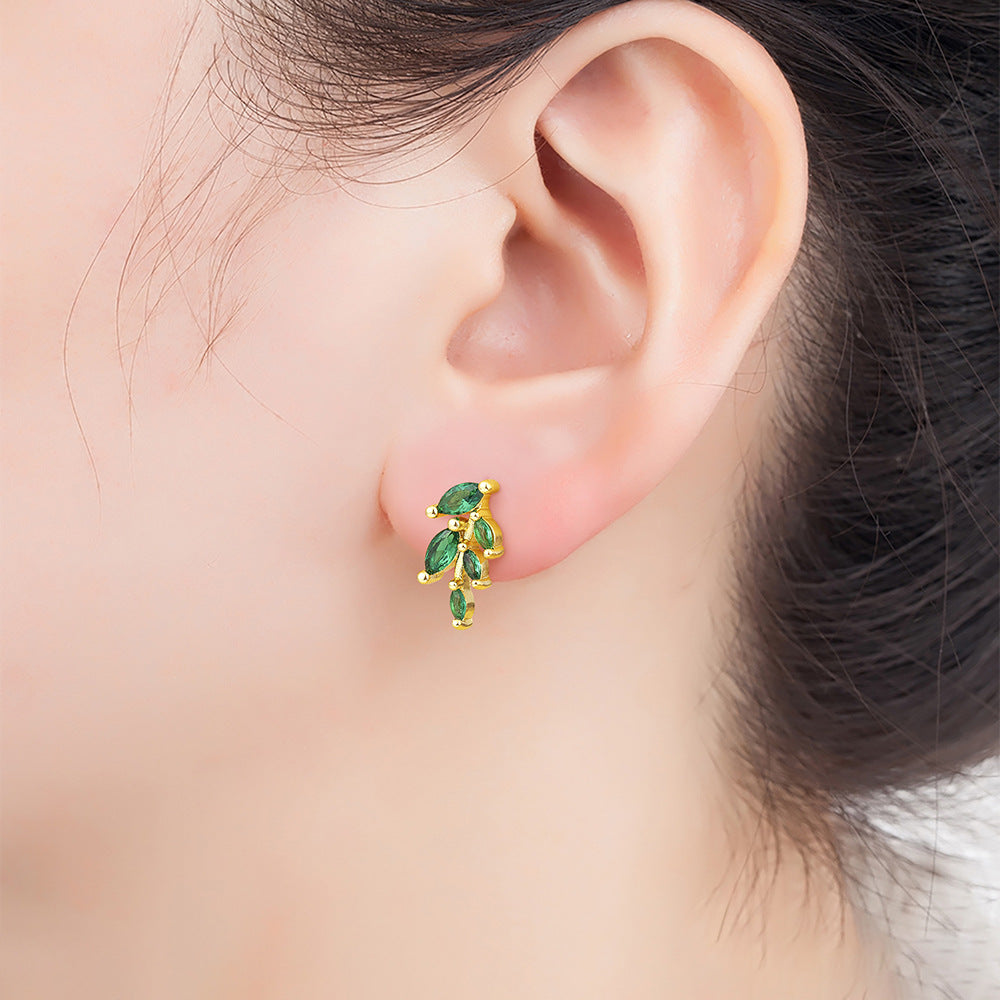 Green Leaf Zircon Earrings