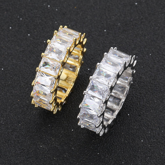 7mm Single Row Rectangular Zircon Ring