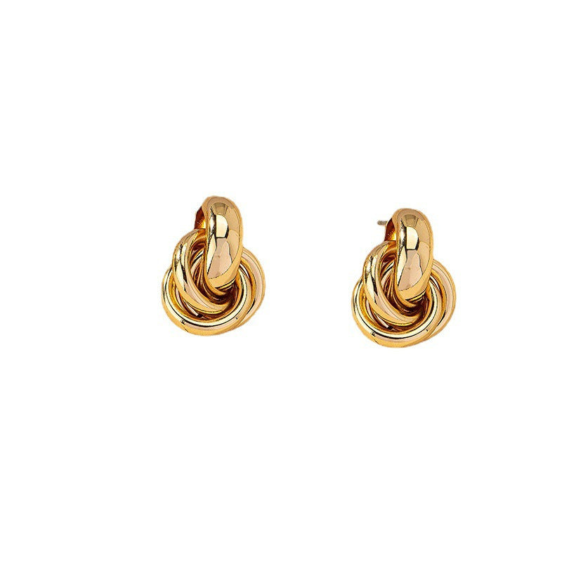 Gold Multi-layer Twist Earrings