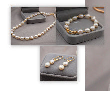 luxury pearl necklace, bracelet and earring