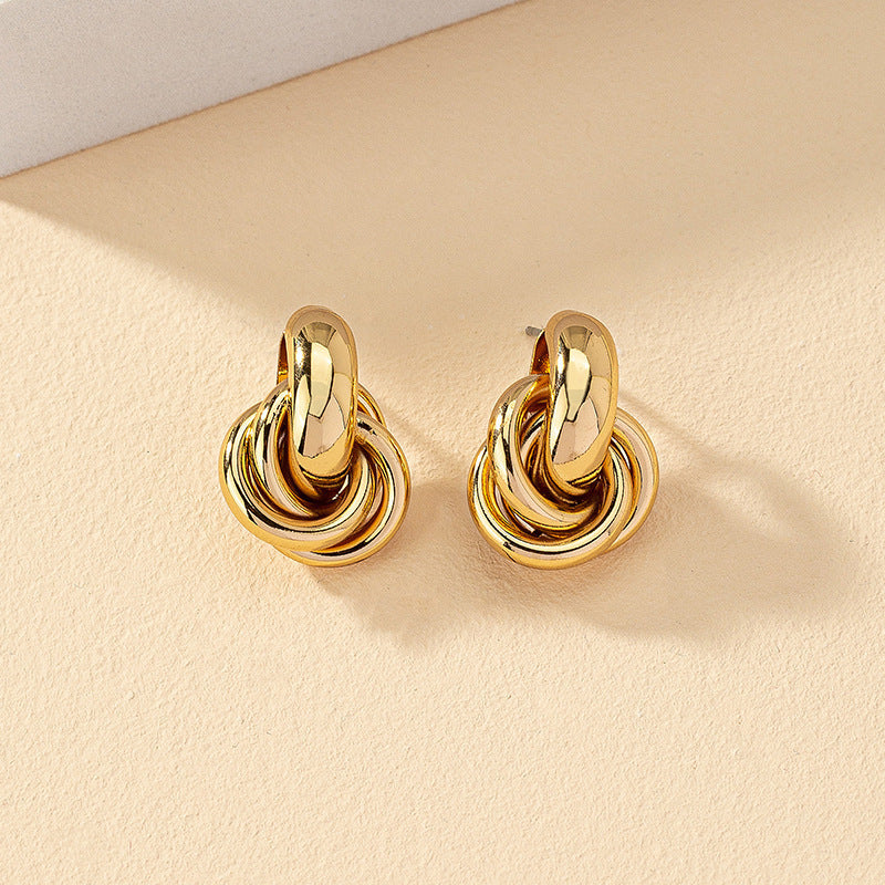 Gold Multi-layer Twist Earrings