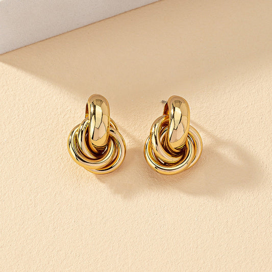 Gold Multi-layer Twist Earrings