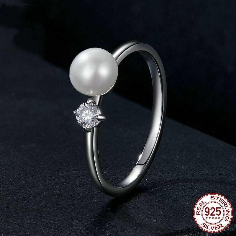 Freshwater Pearl Moissanite Ring