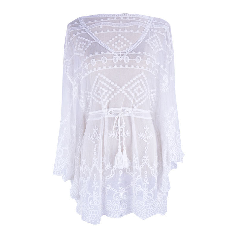 Lace adjustable waist cover-up