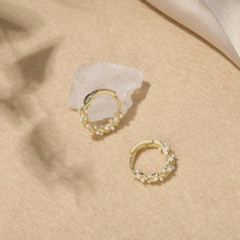 French Wrapped Pearl Ring Earrings