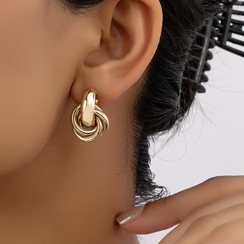 Gold Multi-layer Twist Earrings