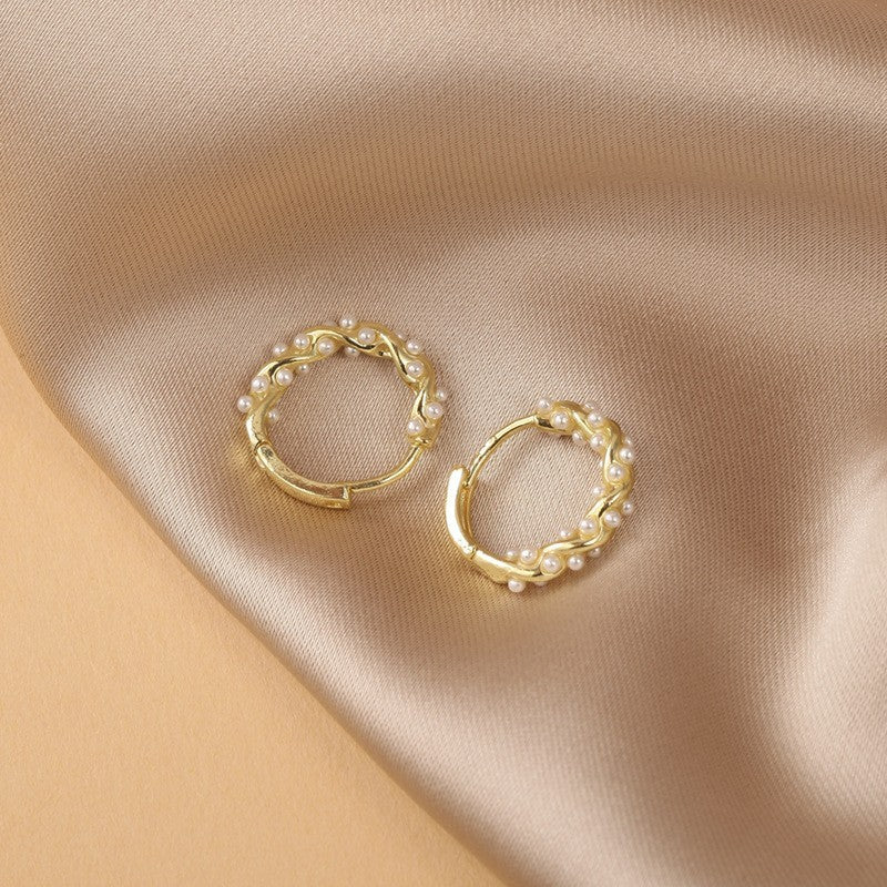 French Wrapped Pearl Ring Earrings