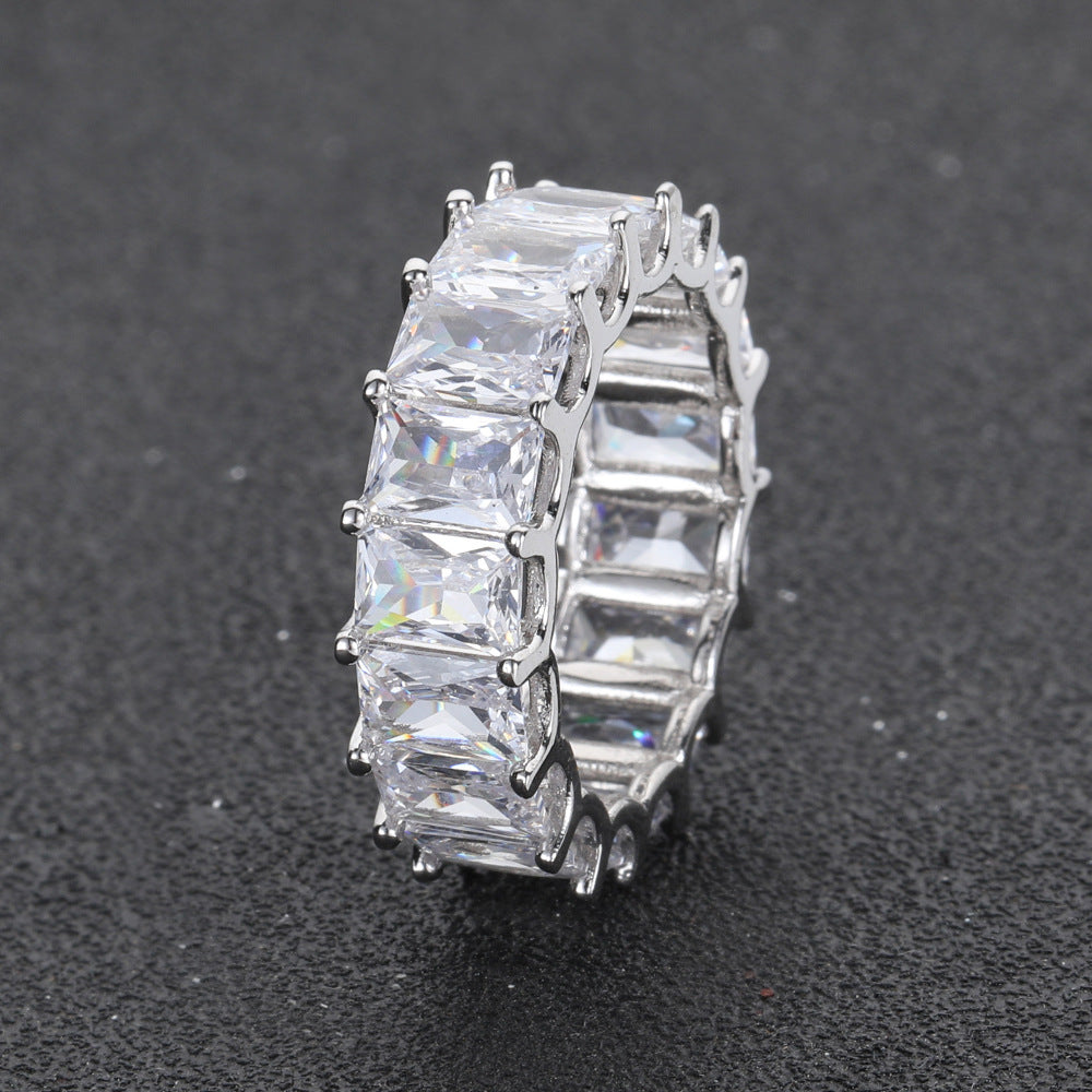 7mm Single Row Rectangular Zircon Ring