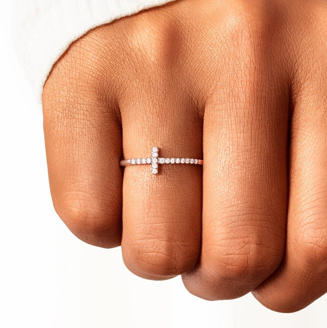 Fine Diamond Cross Ring